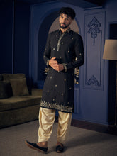 Midnight Black Embroidered Kurta with Patiala Salwar Set