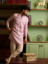 Chhaap Pink Embroidered Mens Kurta Set