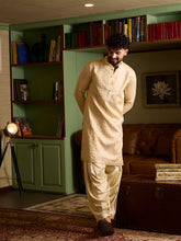 Men's Beige Embroidered Kurta & Patiala Salwar Set