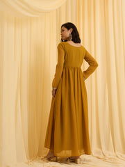 Mustard Georgette Zari Sequence Embroidered Ethnic Gown