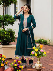 Teal Green Embroidered Kurta Set with Dupatta