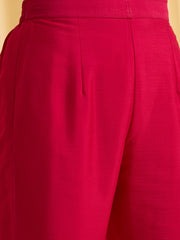 Red Chinon Zari Sequence Thread Embroidered With Coding Kurta With Pant And Dupatta Set