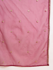 Maroon Georgette Zari Sequence Thread Embroidered Kurta Sharara Sets with Dupatta