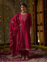 Pink Embroidered Kurta Set with Dupatta