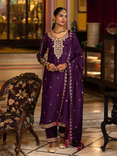 Purple EmbroidePurple Kurta Set with Dupatta & Pant