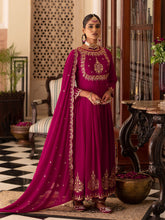 Raani Pink Georgette Zari Sequence Thread EmbroideRaani Pink With Mirror Work Kurta With Pant And Dupatta Set