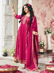 Pink EmbroidePink Anarkali Kurta Set with Dupatta