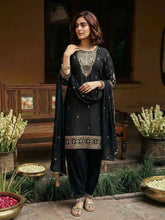 Classic Black Embroidered Short Kurta and Afghan Pant Set