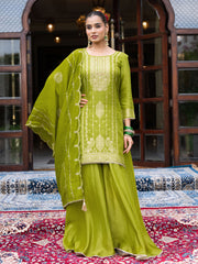 Green Jacquard Kurta Set with Dupatta