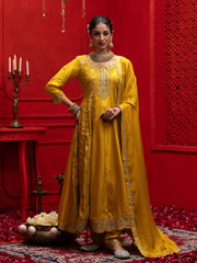 Yellow EmbroideYellow Anarkali Kurta Set with Dupatta