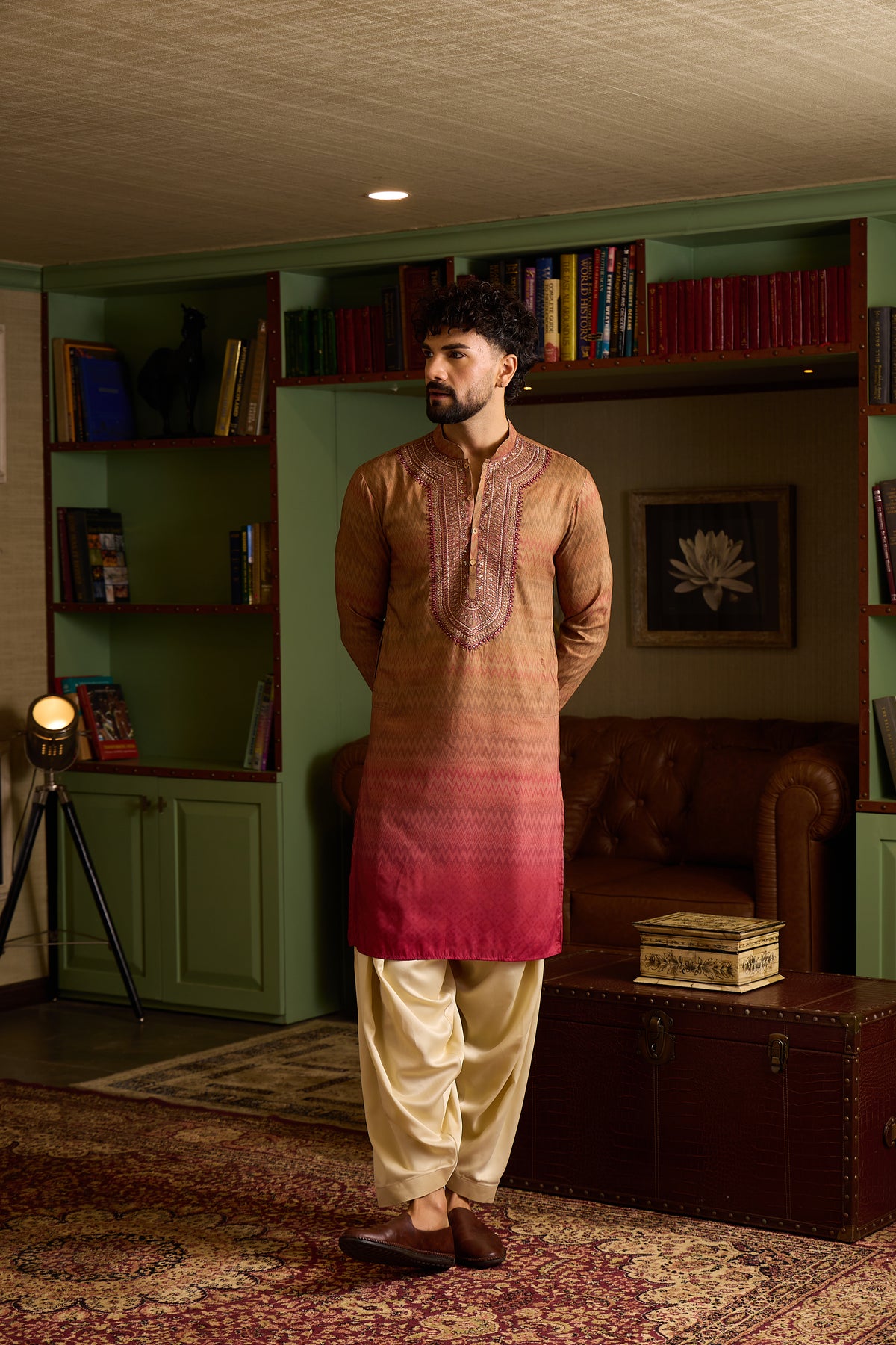 Chhaap Multi-Colour Zari Sequence Thread Embroidered Kurta