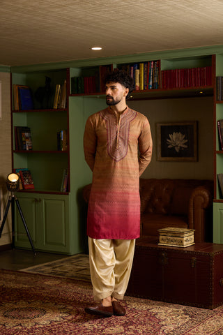 Chhaap Multi-Colour Zari Sequence Thread Embroidered Kurta