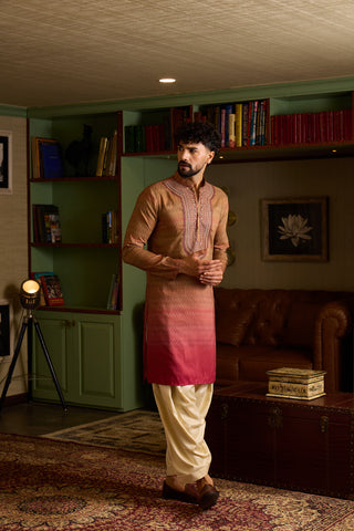 Chhaap Multi-Colour Zari Sequence Thread Embroidered Kurta
