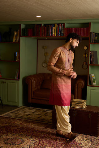 Chhaap Multi-Colour Zari Sequence Thread Embroidered Kurta