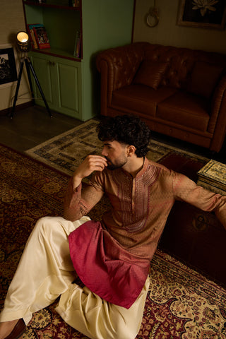 Chhaap Multi-Colour Zari Sequence Thread Embroidered Kurta