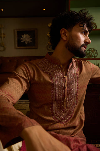 Chhaap Multi-Colour Zari Sequence Thread Embroidered Kurta