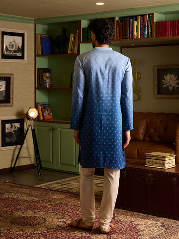Men's Powder Blue Embroidered Kurta & Pant Set