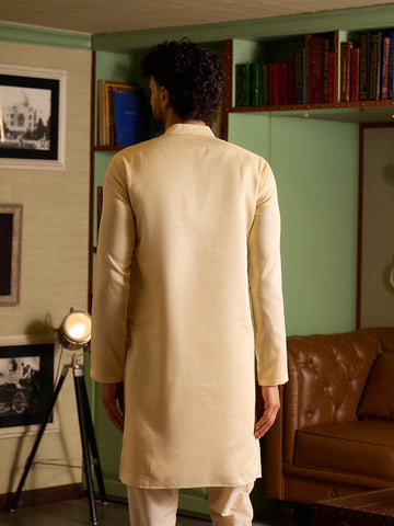 Chhaap Cream Zari Sequence Thread Embroidered Kurta Set
