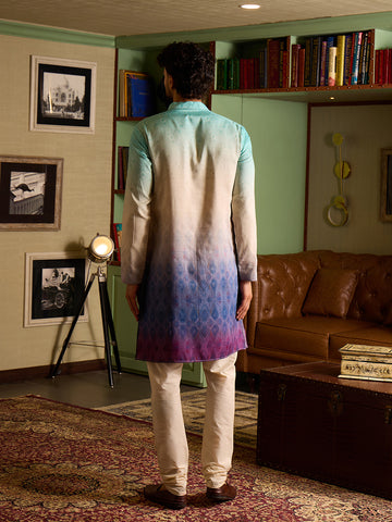 Chhaap Multi-Colour Zari Sequence Thread Embroidered With Mirror Work Kurta