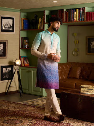Chhaap Multi-Colour Zari Sequence Thread Embroidered With Mirror Work Kurta