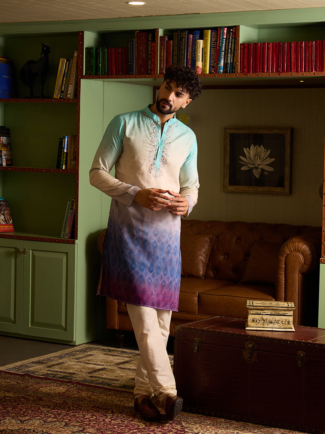 Chhaap Multi-Colour Zari Sequence Thread Embroidered With Mirror Work Kurta