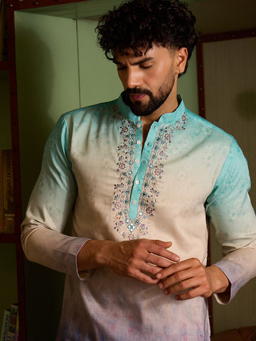 Chhaap Multi-Colour Zari Sequence Thread Embroidered With Mirror Work Kurta