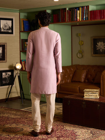 Chhaap Pink Embroidered Mens Kurta Set