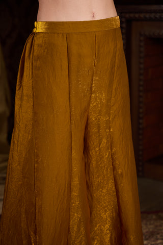 Metallic Bronze Gold Halter Neck Top and Palazzo Set