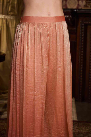 Elegant Rose-Gold Embroidered Anarkali Kurti, Paijama & Dupatta Set