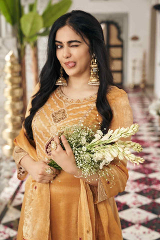Elegant Mustard Yellow Anarkali Kurti, Paijama & Dupatta Set with Intricate Embroidery