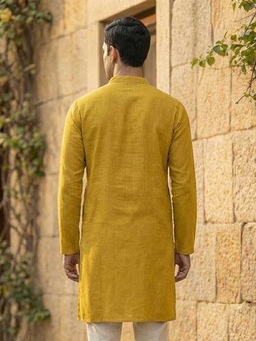 Chhaap Yellow Solid Cotton Kurta Pant Set