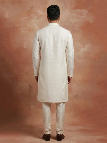Chhaap Off White Thread Embroidered Full Sleeve Straight Kurta