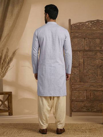 Lavender Embroidered Kurta with Cream Patiala Salwar Set