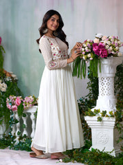 White Embroidered Ethnic Maxi Dress