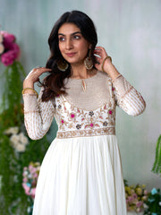 White Embroidered Ethnic Maxi Dress