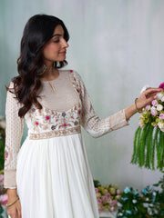 White Embroidered Ethnic Maxi Dress