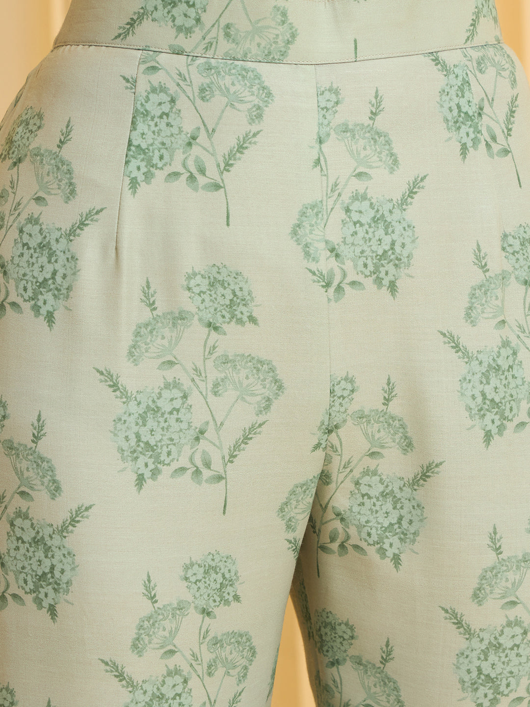 Sage Green Embroidered Kurta with Printed Sharara