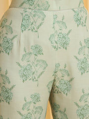 Sage Green Embroidered Kurta with Printed Sharara