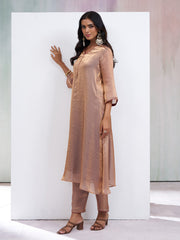 Steel Grey Silk Blend Solid Kurta with Pant Set