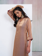 Steel Grey Silk Blend Solid Kurta with Pant Set