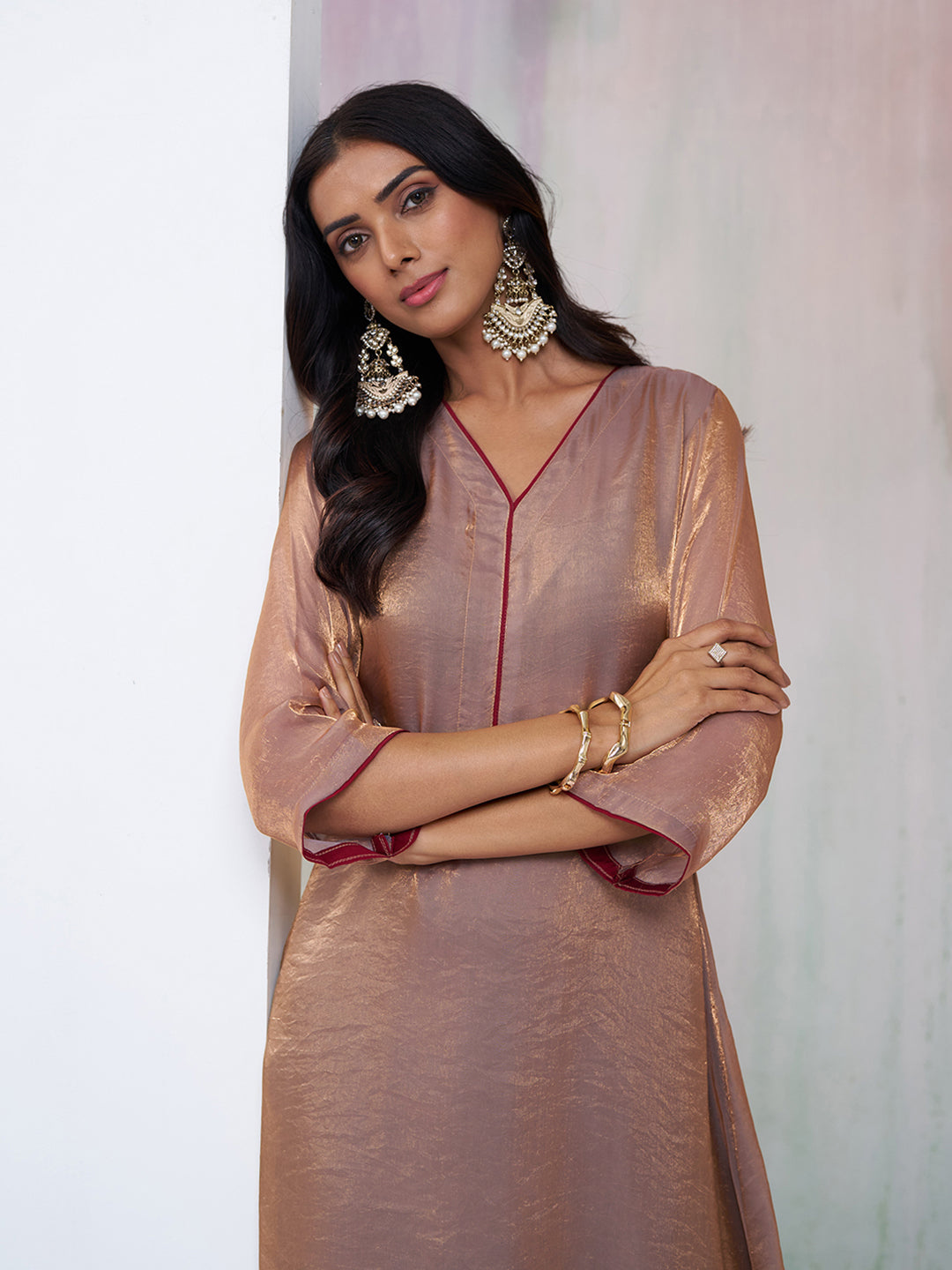 Steel Grey Silk Blend Solid Kurta with Pant Set