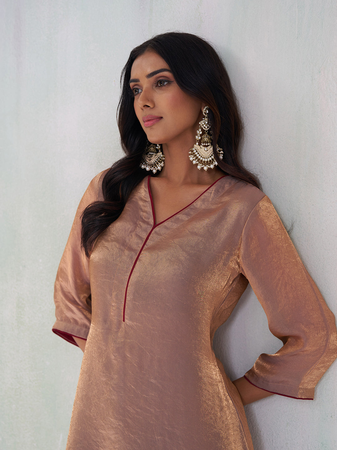 Steel Grey Silk Blend Solid Kurta with Pant Set