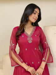 Pink Embroidered Kurta Set with Dhoti Pants