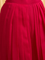 Red Vichitra Zari Sequence Embroidered and Cording Kurta With Palazzo And Dupatta Set