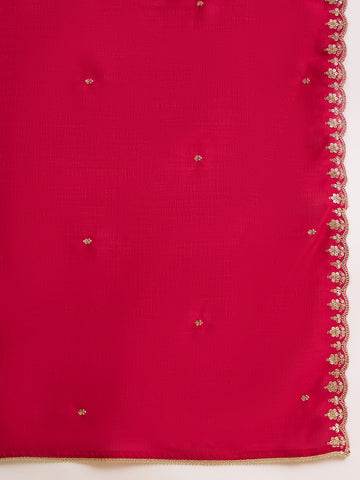 Red Vichitra Zari Sequence Embroidered and Cording Kurta With Palazzo And Dupatta Set