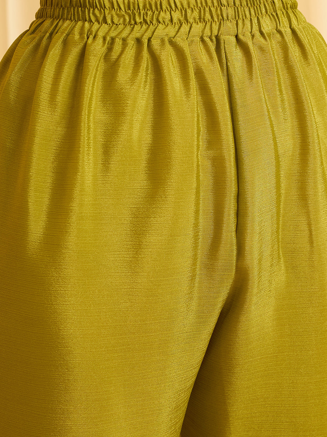 Olive Green Chinon Zari Sequence Thread Embroidered Coding With Gotta Patti Lace Kurta With Pant And Dupatta Set