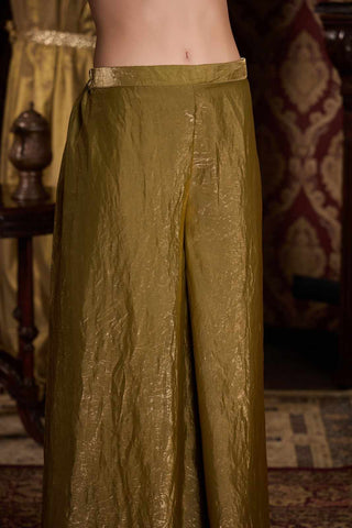 Elegant Olive Green Metallic Sharara Set