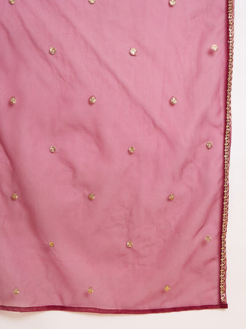 Maroon Georgette Zari Sequence Thread Embroidered Kurta Sharara Sets with Dupatta