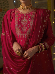 Red Embroidered Kurta Set with Dupatta