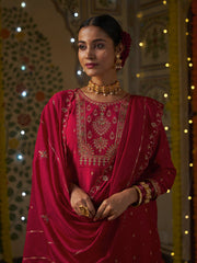 Red Embroidered Kurta Set with Dupatta